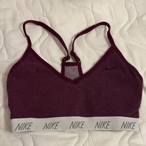 Nike Women's Maroon Sports Bra with Gray Band